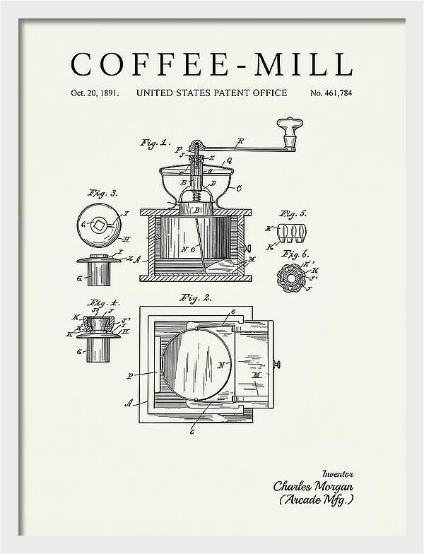 Coffee Mill Arcade Minimalist Patent Us461784a