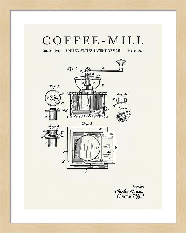 Coffee Mill Arcade Minimalist Patent Us461784a