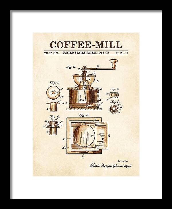 Coffee Mill Arcade Watercolor Patent Us461784a