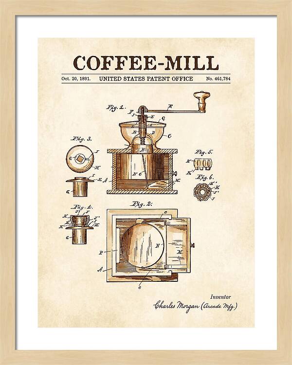 Coffee Mill Arcade Watercolor Patent Us461784a