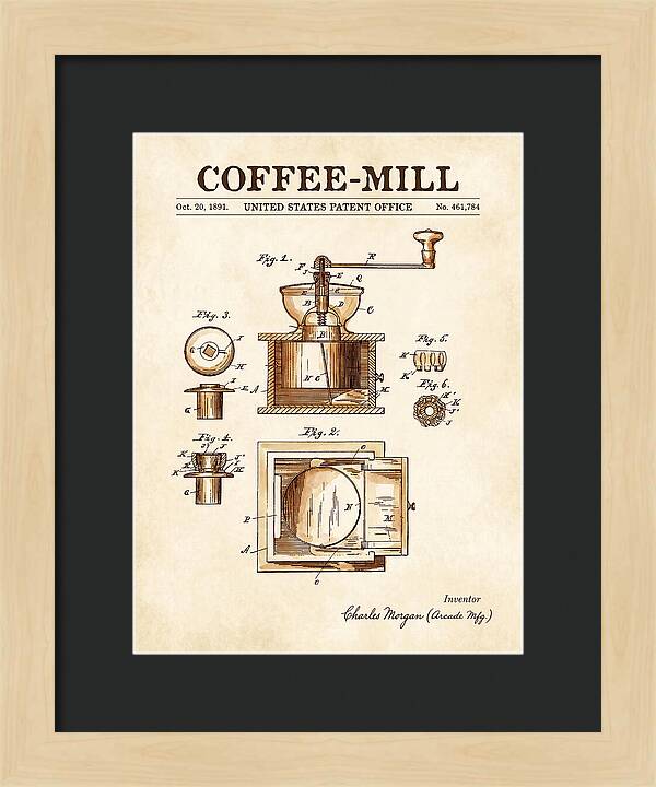 Coffee Mill Arcade Watercolor Patent Us461784a