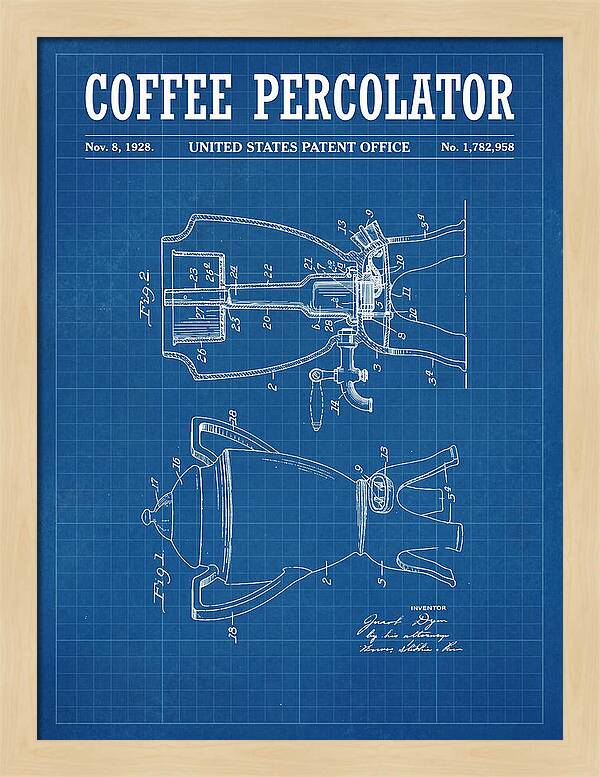 Coffee Percolator Blueprint Patent Us1782958a
