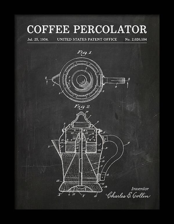Coffee Percolator Chalkboard Patent Us2020104a