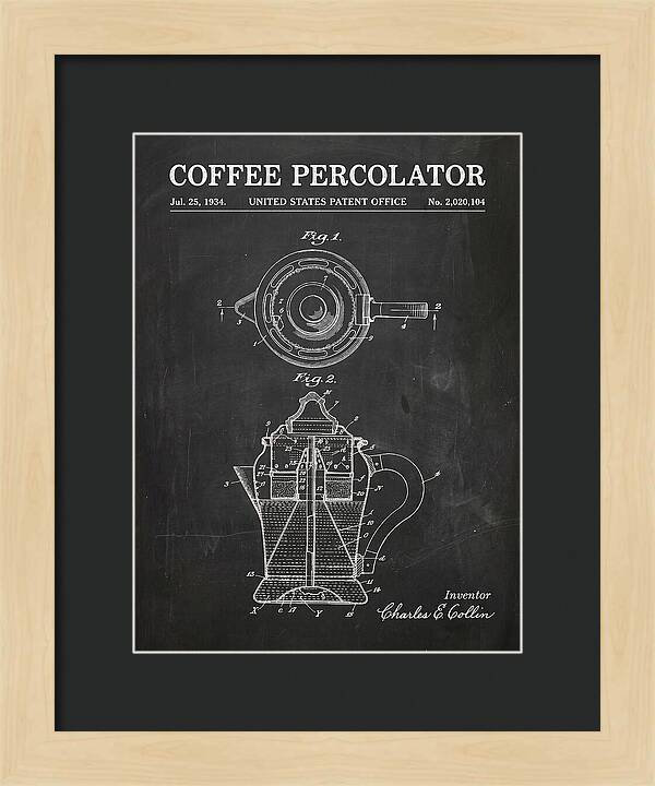 Coffee Percolator Chalkboard Patent Us2020104a