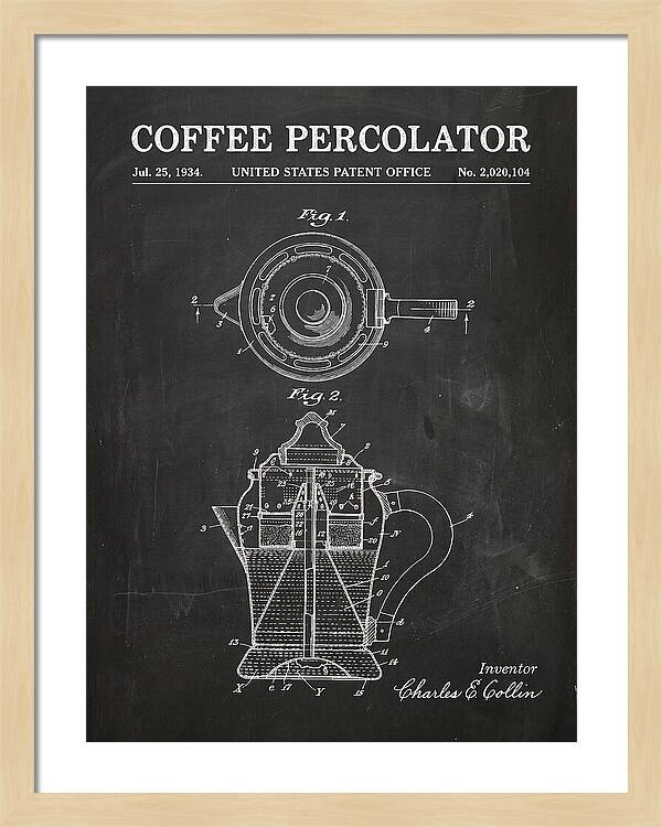 Coffee Percolator Chalkboard Patent Us2020104a