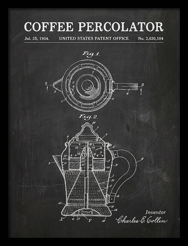 Coffee Percolator Chalkboard Patent Us2020104a