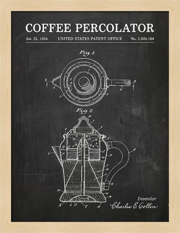 Coffee Percolator Chalkboard Patent Us2020104a
