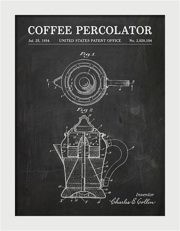 Coffee Percolator Chalkboard Patent Us2020104a