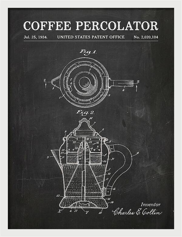 Coffee Percolator Chalkboard Patent Us2020104a