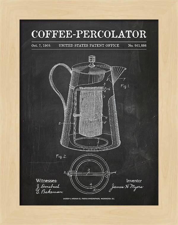 Coffee Percolator Chalkboard Patent Us961886a