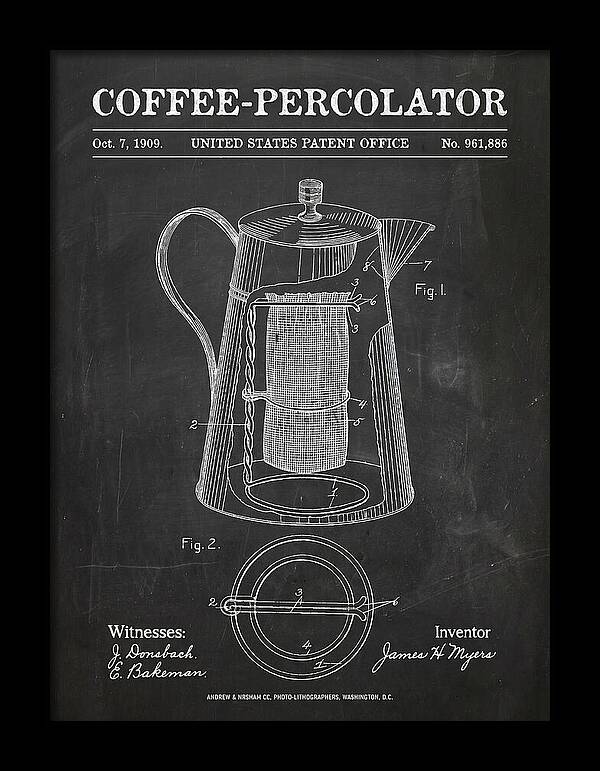Coffee Percolator Chalkboard Patent Us961886a