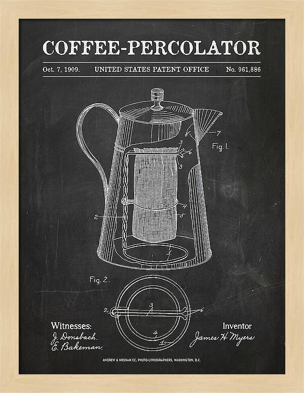 Coffee Percolator Chalkboard Patent Us961886a