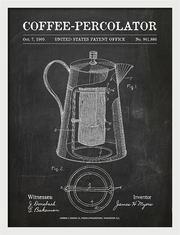 Coffee Percolator Chalkboard Patent Us961886a
