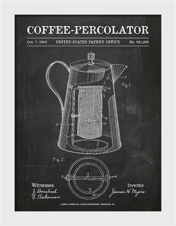 Coffee Percolator Chalkboard Patent Us961886a