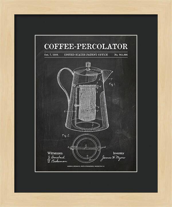 Coffee Percolator Chalkboard Patent Us961886a