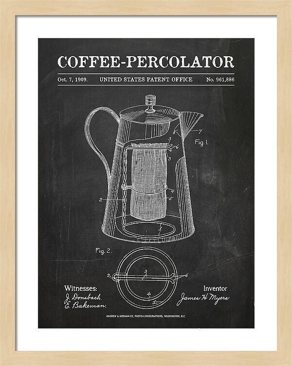 Coffee Percolator Chalkboard Patent Us961886a