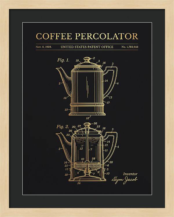 Coffee Percolator Gold Patent Us1782958a
