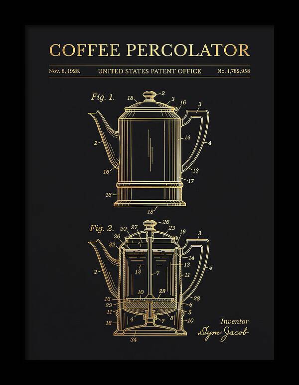 Coffee Percolator Gold Patent Us1782958a