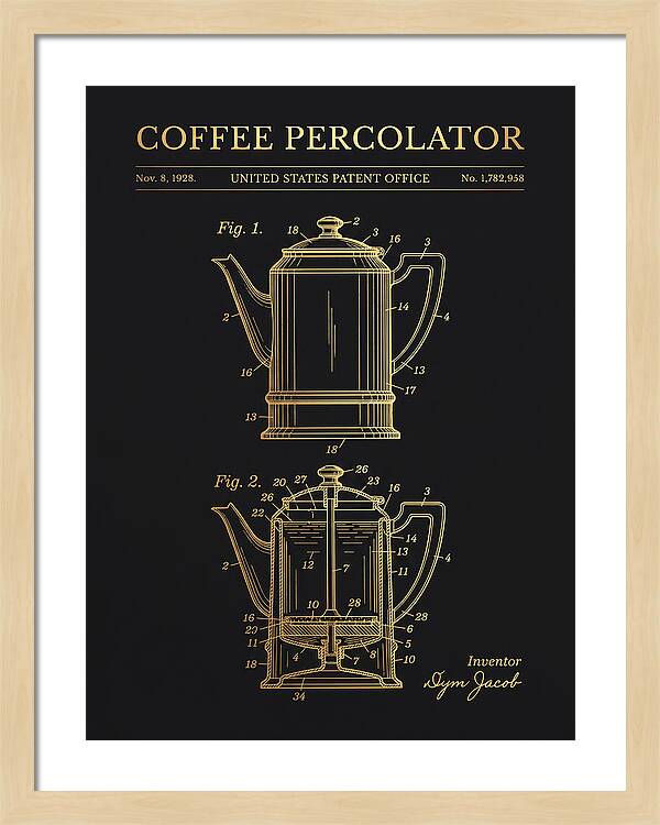 Coffee Percolator Gold Patent Us1782958a