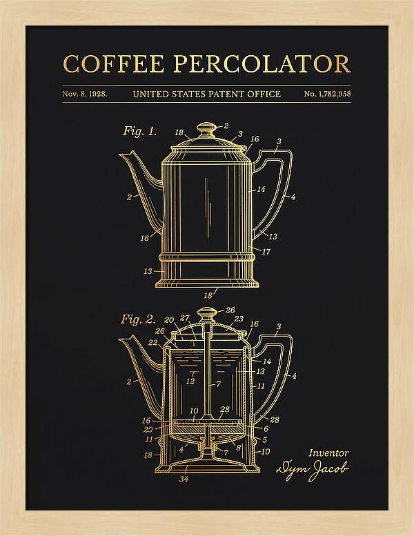 Coffee Percolator Gold Patent Us1782958a