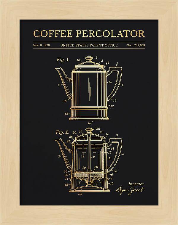 Coffee Percolator Gold Patent Us1782958a
