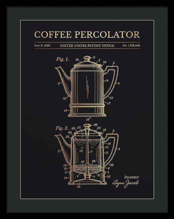 Coffee Percolator Gold Patent Us1782958a