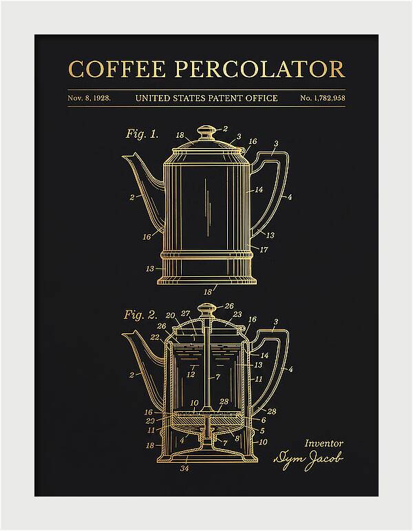 Coffee Percolator Gold Patent Us1782958a