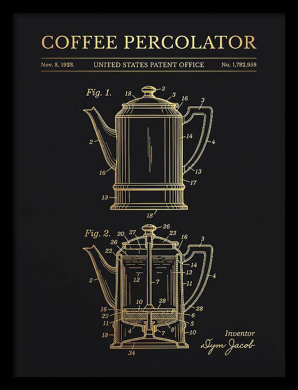 Coffee Percolator Gold Patent Us1782958a