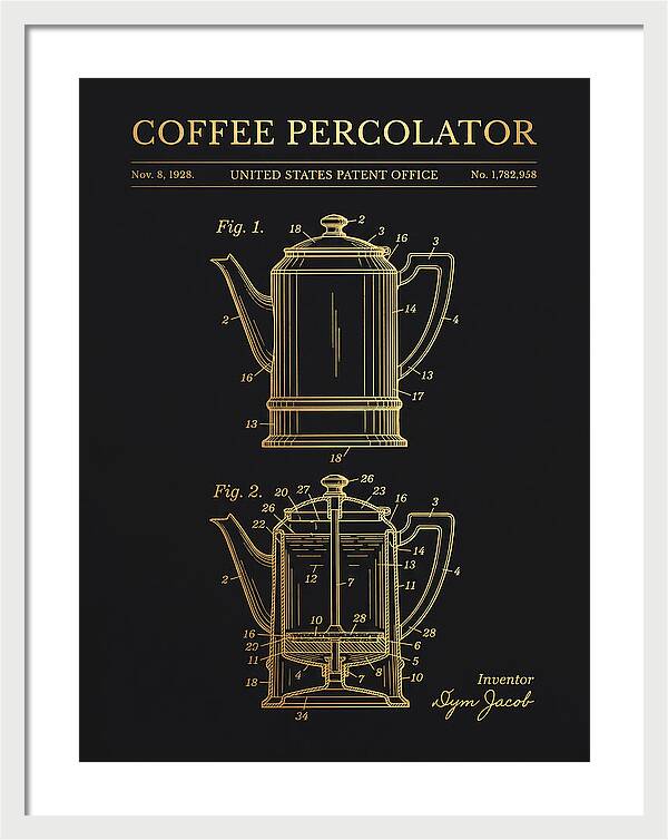 Coffee Percolator Gold Patent Us1782958a