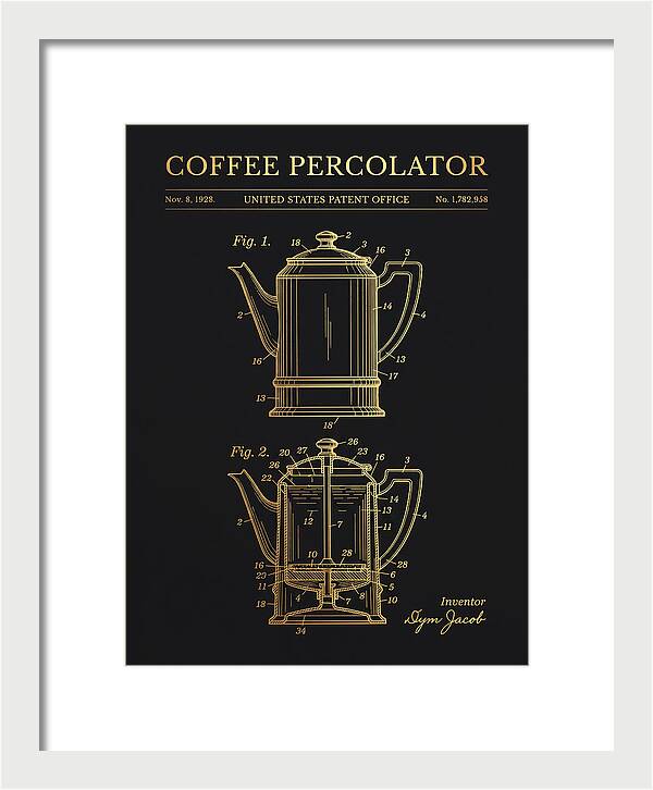 Coffee Percolator Gold Patent Us1782958a
