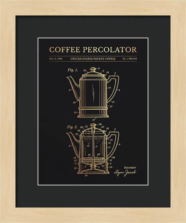 Coffee Percolator Gold Patent Us1782958a