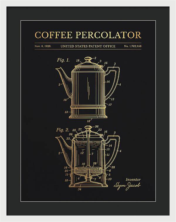 Coffee Percolator Gold Patent Us1782958a