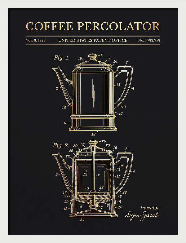 Coffee Percolator Gold Patent Us1782958a