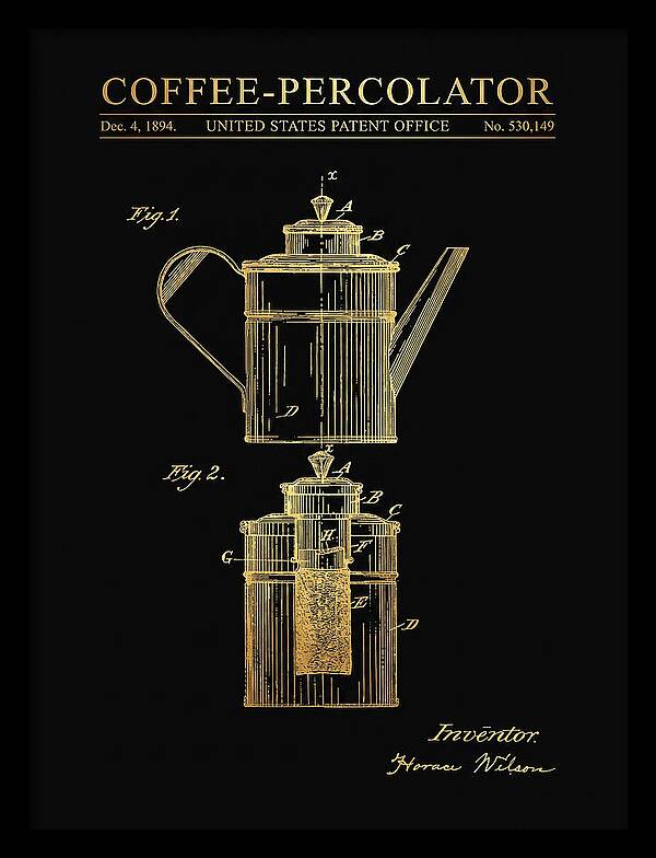 Coffee Percolator Gold Patent Us530149a
