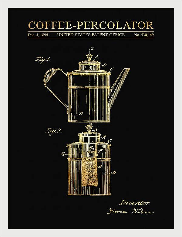 Coffee Percolator Gold Patent Us530149a
