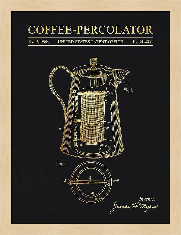 Coffee Percolator Gold Patent Us961886a