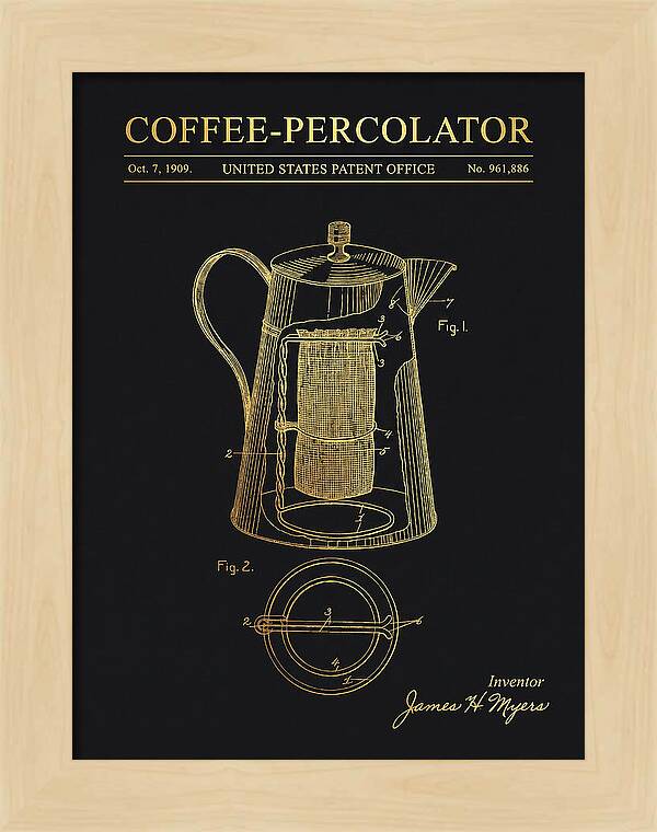 Coffee Percolator Gold Patent Us961886a