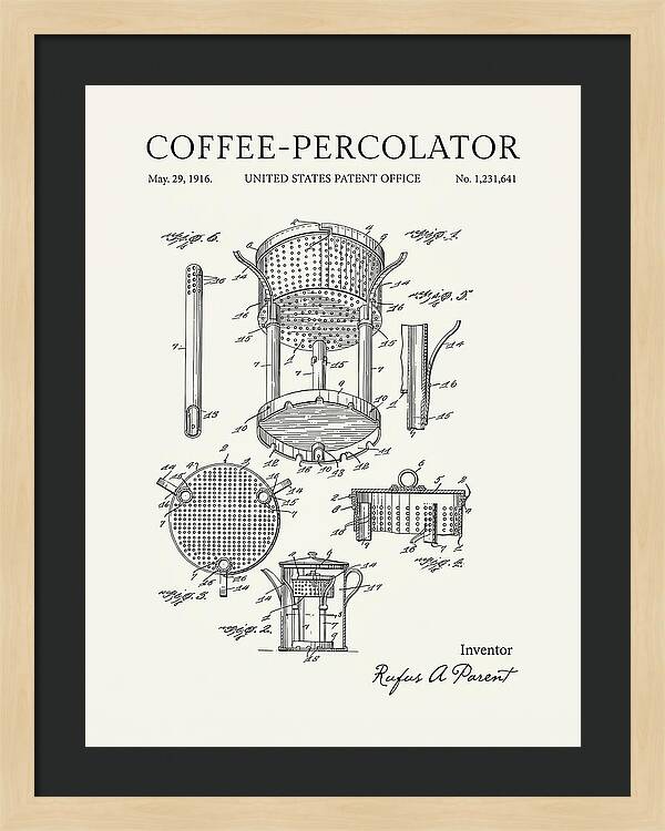 Coffee Percolator Minimalist Patent Us1231641a