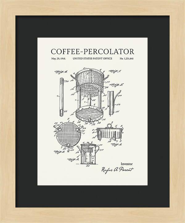 Coffee Percolator Minimalist Patent Us1231641a