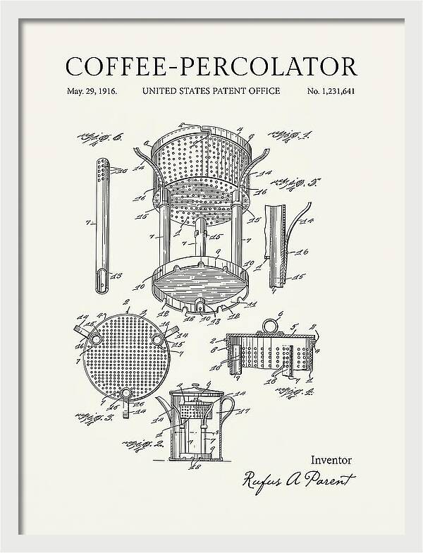 Coffee Percolator Minimalist Patent Us1231641a