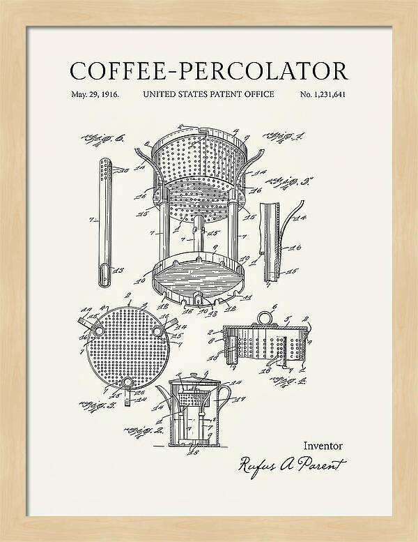 Coffee Percolator Minimalist Patent Us1231641a