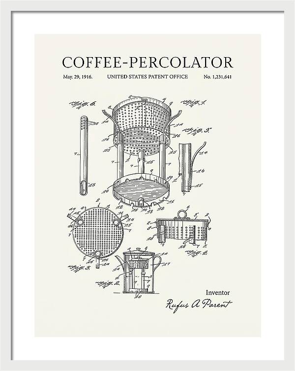 Coffee Percolator Minimalist Patent Us1231641a