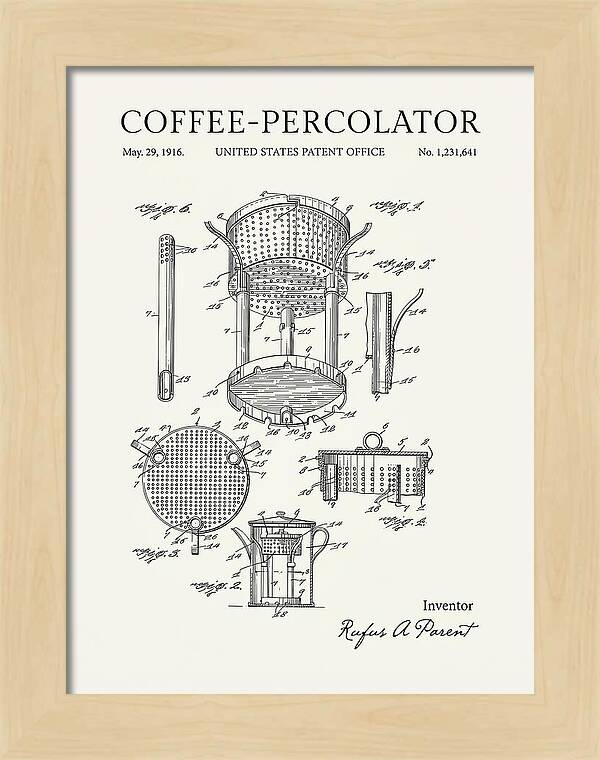 Coffee Percolator Minimalist Patent Us1231641a