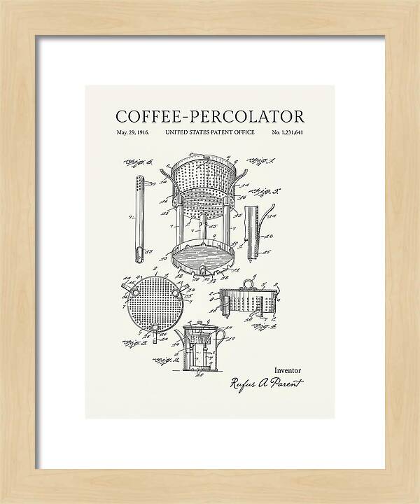 Coffee Percolator Minimalist Patent Us1231641a