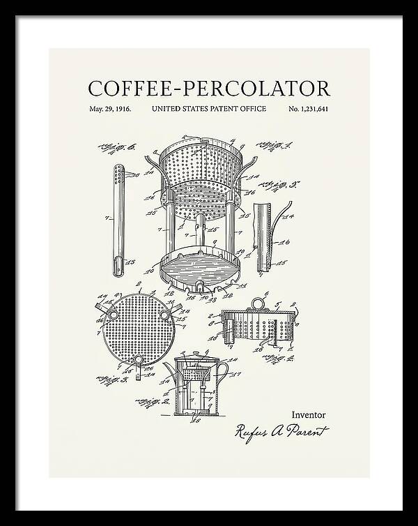 Coffee Percolator Minimalist Patent Us1231641a