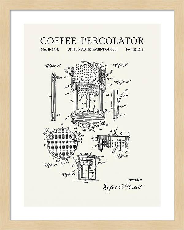 Coffee Percolator Minimalist Patent Us1231641a