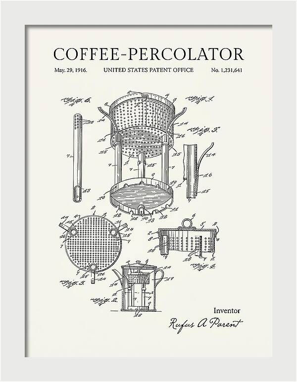 Coffee Percolator Minimalist Patent Us1231641a