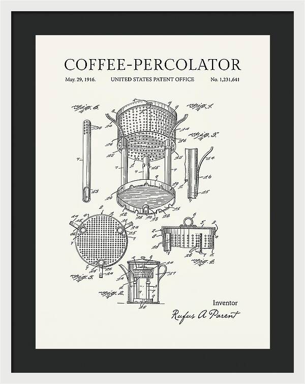 Coffee Percolator Minimalist Patent Us1231641a