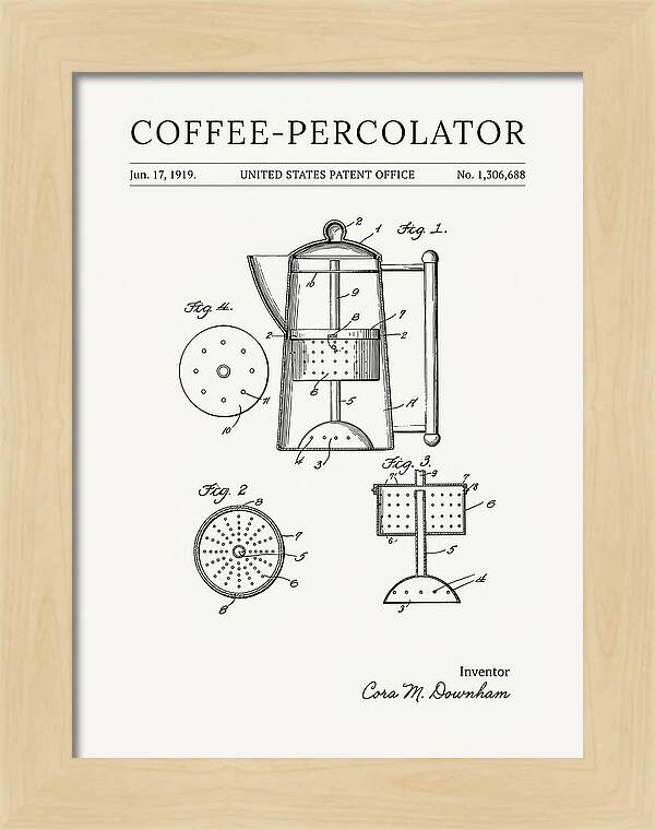 Coffee Percolator Minimalist Patent Us1306688a