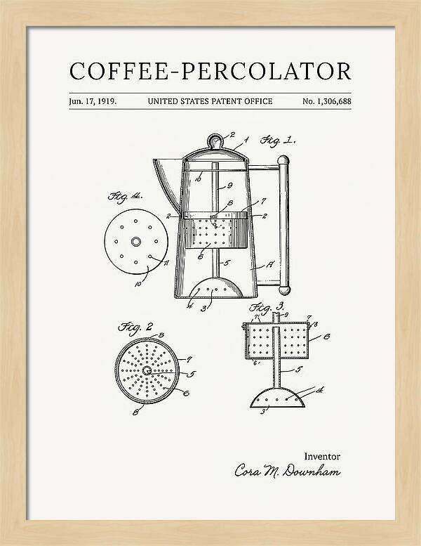 Coffee Percolator Minimalist Patent Us1306688a